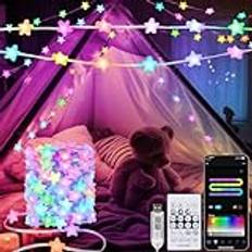 echosari Smart Star Fairy Lights USB, 10 m RGB inbyggt chip 66 LED drömmande stjärnljusslingor med APP och fjärrmusik synkronisering och MIC Sync för sovrum, trädgård, fest, bröllopsdekor