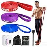 AUVIM motståndsband set träningsband 3 olika nivåer av motståndsband för styrketräning, stretching, kalistenesiska, crossträning, pilates, yoga, inklusive dörrankarförvaringsväska
