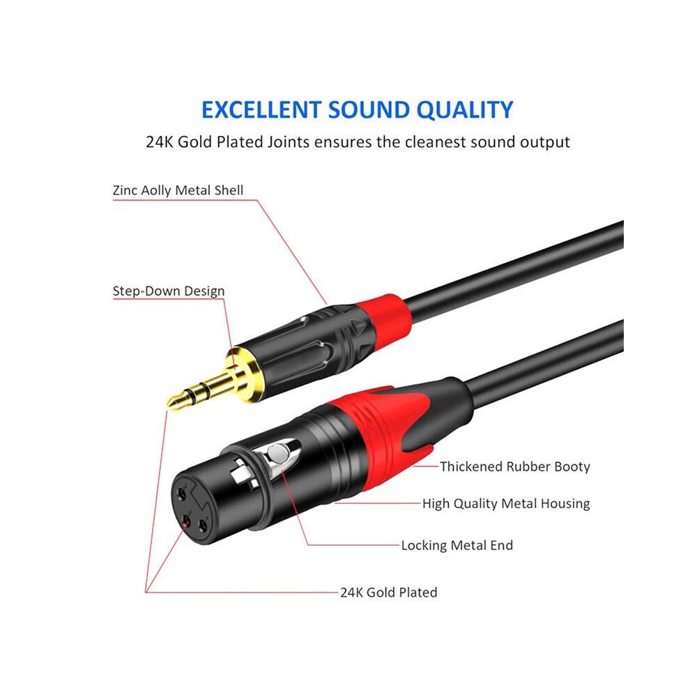 2pcs 3.5mm to XLR (3-Pin) Microphone Audio Cable Female to Male Cable for Audio Mixer Amplifier Mic Guitar Speaker 6.5ft
