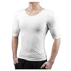 Herr Fake Bröst Muskel T-shirt Herr Axel Bröst Muskel Vadderad Body Shaper T-shirt Herr body shaper bantningskjorta Simulering Bröst Muskel Andningsbar Undertröja (Color : White, Size : M)