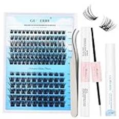 GEMERRY Cluster Lash Kit Individual Lashes 144st DIY Individual Eyelash Kit C3/C9 D Curl 8-16mm Eyelash Extension Kit med Lash Bond and Seal och Lash Lim Remover och Lash Pincet (C3+C9-D-Kit)