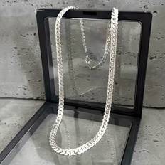 TEMU Elegant & Sexy Titanium Steel Cuban Link Chain Necklace - Washable, Fade-resistant Silvery - Gifts, Parties, Vacations &