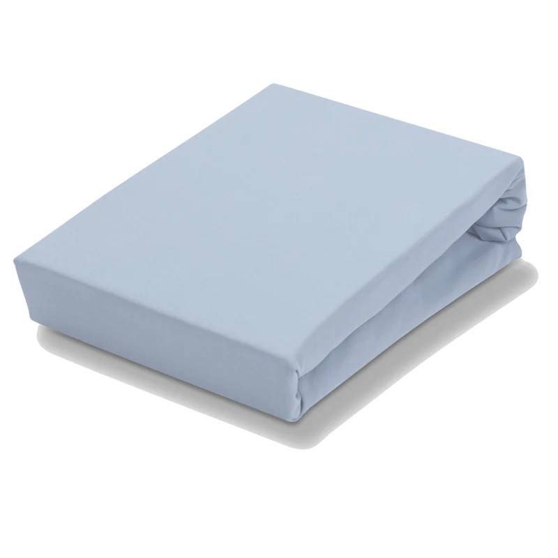 Kraftigt Jersey Toplagen, Chambray Blue, Højde: 10+10 cm. VD 140x200x20 cm.