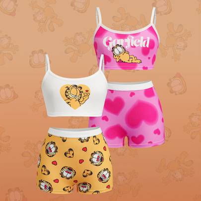 Underklädesset för tweenflicka med camisole-topp och hipster-trosa i tecknat mönstertryck - Multifärgad (8Y,9Y,10Y,11Y,12Y)