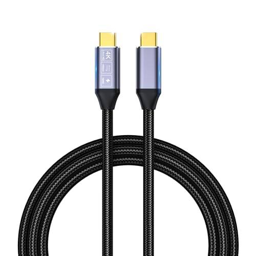 usb c till usb c dataöverföringskabel 2,0 m, typ c till typ c skärmkabel, usb c 3,1 gen 2-kabel stöder 4k 10 Gbps 100 W PD snabbladdningskabel, höghastighets-usb c, kompatibel med bärbar dator