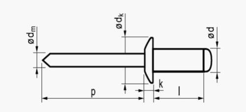 MASTERFIX rundhovedet blindnitte 4,8x14 Alu/Alu nitteevne 8,5-10,5mm