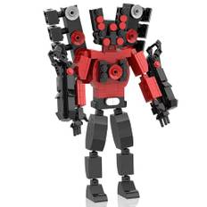 Skibidi Toilet Bausteine, Skibidi Building Blocks Toilet Set 3D Toilet Series Figure Bausteine Titan Speakerman Upgraded Skibidi Toilet Spielzeug Bausteine Set für Kinder Jungen oder Mädchen (Red01)