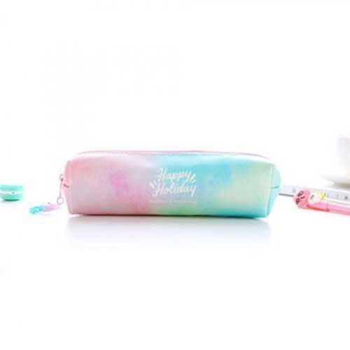 Unicorn roll up pennfodral för tjejer canvas school pennväska penna väska bärbar penna låda skolmaterial material escolar - A-stil-vitt brev