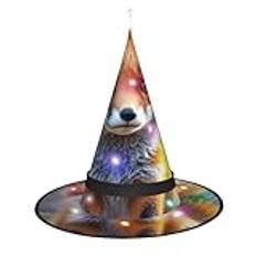 GlbnSHeric Häxhattar med LED-ljus halloween kon trollkarl hatt söt räv häxa hattar halloween hatt kostym cosplay