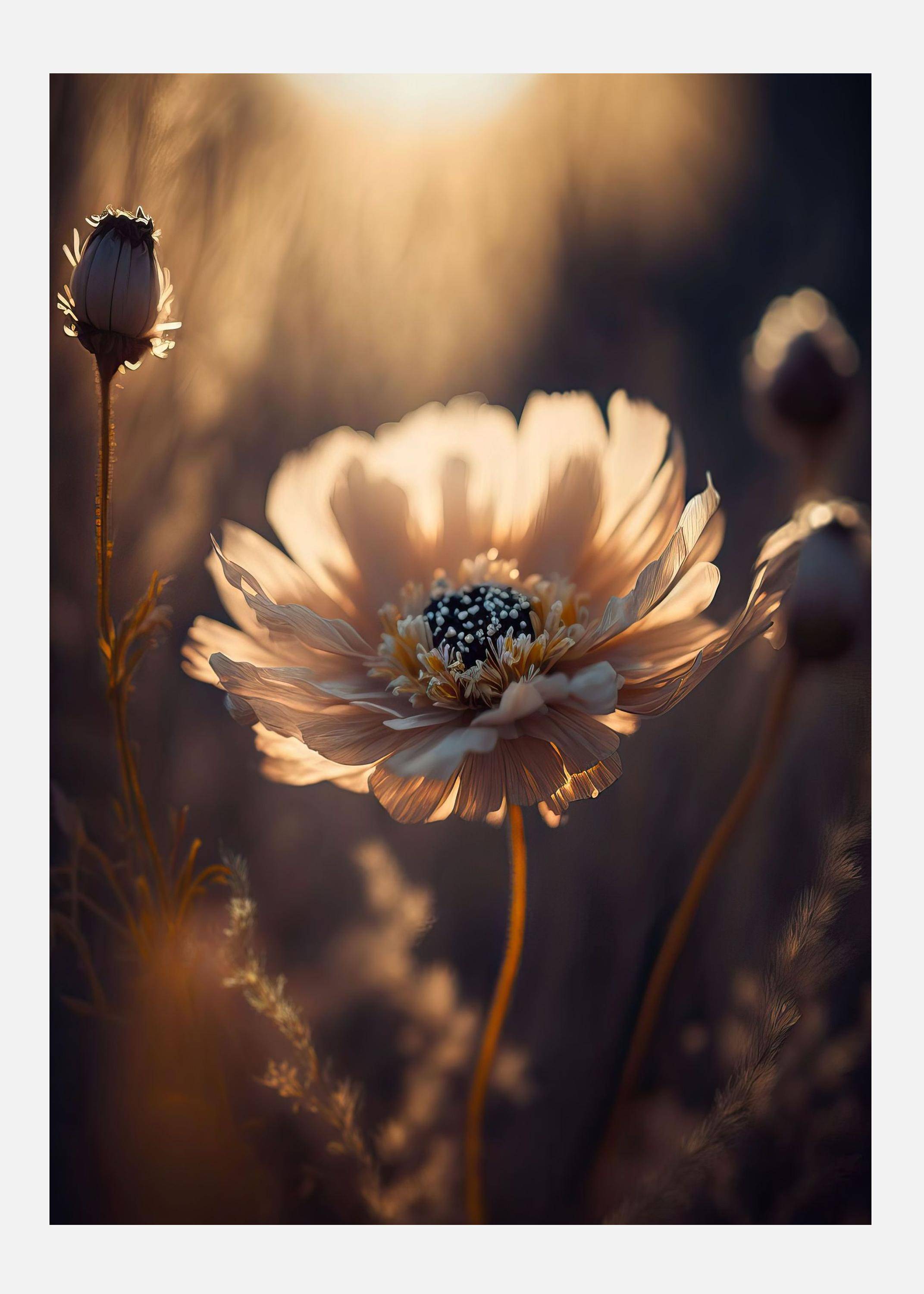 Flower In Morning Sun Canvastavla (100x140 cm)