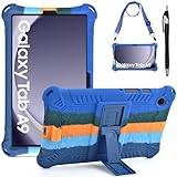 KATUMO Fodral för Samsung Galaxy Tab A9 2023 8,7 tum (SM-X110/X115/X117), Barnfodral för Galaxy Tab A9 8,7 tum, Silikonfodral med Penna och Axelrem