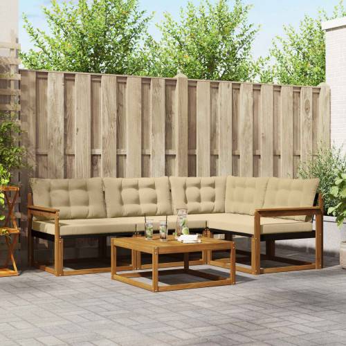 Utomhussoffset med kudde 5 pcs Naturlig och Beige