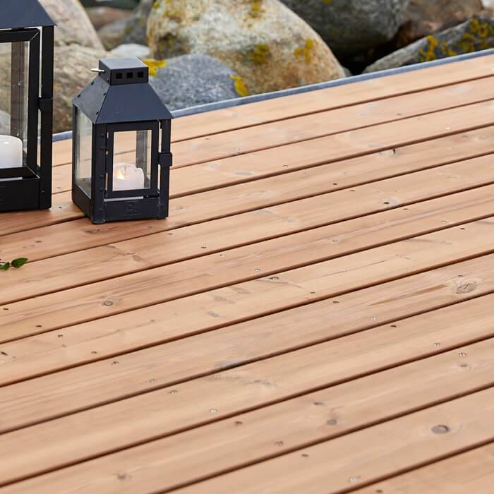 Thermo Fyr Glat Terrassebrædder glat/glat 25x115 mm 360 cm - Bergsten Timber.