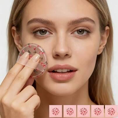 1 st transparent sminkverktyg, BB Cream Foundation puderpuff, mjuk puderpuff, honungsluftkudde för både torr och våt puderpuff, dubbel användning - Multifärgad