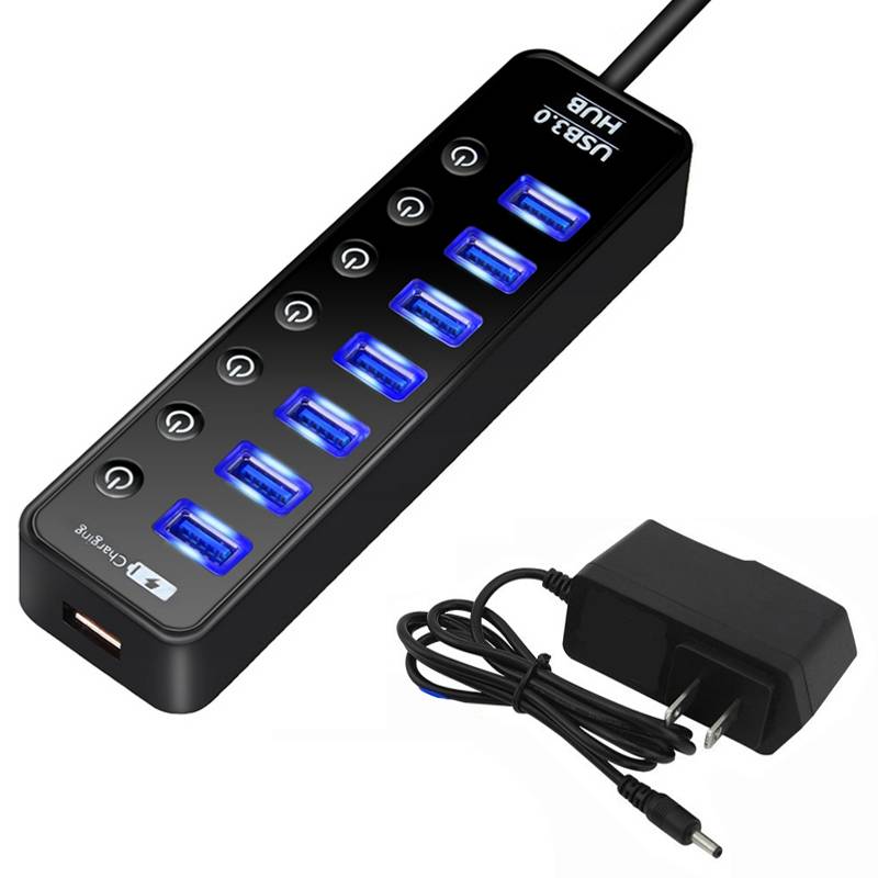 Usb hub 3.0 multi 4 7 port laddare för ipad mac book air pro pc dator bärbara tillbehör med strömadapter usb splitter hab - 7- port med oss-kontakten