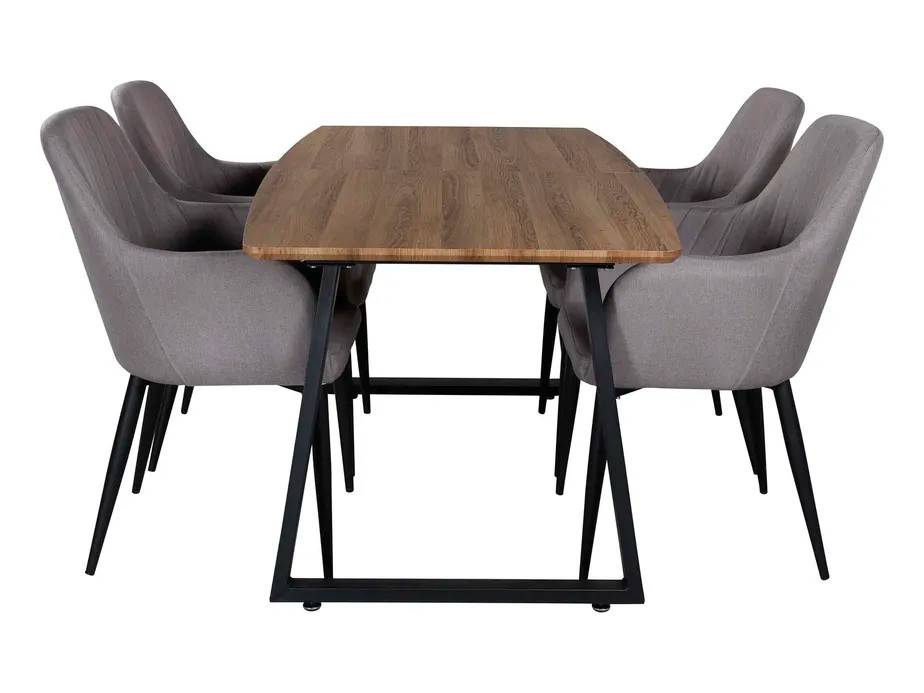 Venture Design Inca & Comfort matgrupp Natur/grå 4 st stolar & bord 160 x 85 cm