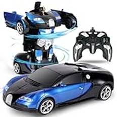 HOTUT Fjärrstyrd bil, 1:18 Transformerande leksaker fjärrkontroll omvandla bil, 2-i-1 Transform robotleksak med 2,4 GHz fjärrkontroll, present för pojkar och flickor från 6+ år