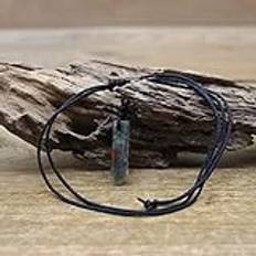 Naturlig kristall sten kvarts sexkantig punkt hänge halsband sten pinne smycken för män justerbar storlek, Afrika blodsten