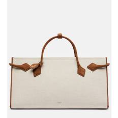 AlaÃ¯a Le Teckel leather-trimmed canvas tote bag
