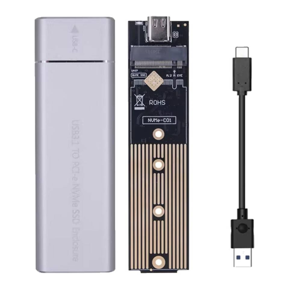 Til M/M+B-nøgle NVME-kabinet M.2 SSD-kabinet Type-C til M.2-harddisk NVME NGFF Dual Protocol SSD til 2230 2242 2260 Sølv