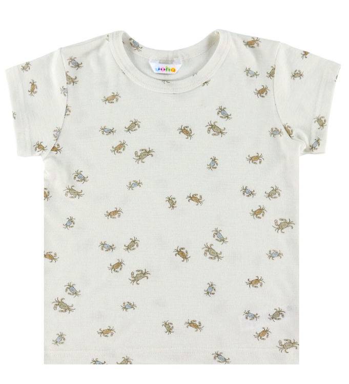 Joha T-shirt - Ull/Silke - Off White m. Krabbor - Joha - 120 - T-shirt