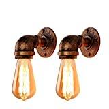 FIRVRE 2 paket industriell vägglampa Tube Arm Light Retro Steampunk Vintage rostfärg vattenrör metall vägglampa väggkonst dekoration loft stil belysning för restaurang Cafe Bar kök