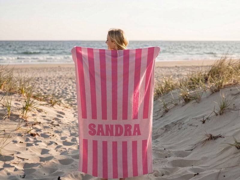 Badlakan med Egen Text - Randig Design