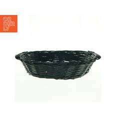 Stor sort Fletkurv med træhåndtag (str. 50 x 40 cm)