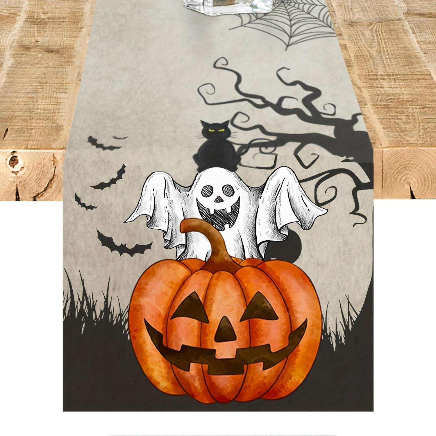1pc Halloween Table Runner Halloween Decorations Indoor Halloween Pumpkin Table Runner For Home Parties Decor 13x48/13x72/13x108/inch