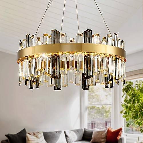 AHXIAOZN Modern ljuskrona kristalllampa, K9 kristall regndroppskrona, för matsal, kök, vardagsrum, sovrum