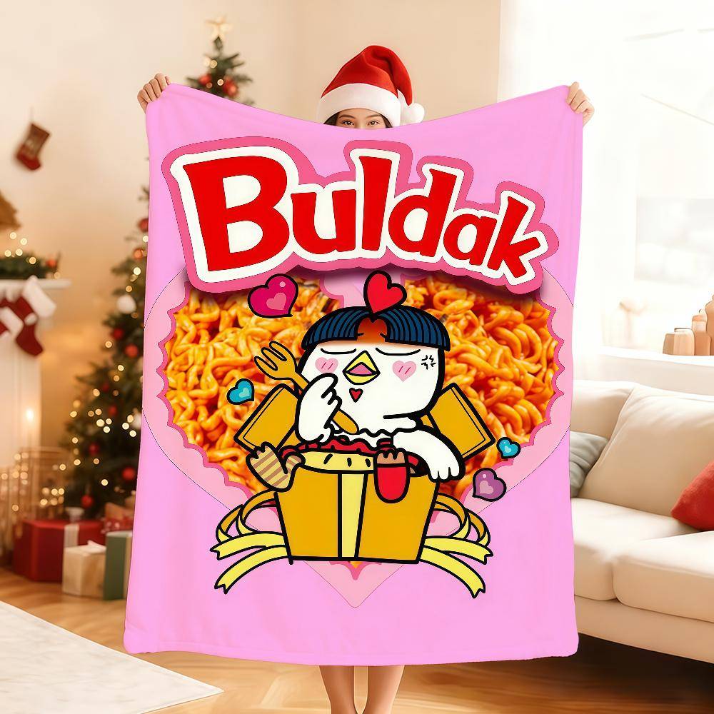B Buldak Ramen Filt Mjuk Pläd för Hem Sovrum Säng Soffa Picknick Resa Kontor Vila Täckfilt Gåva