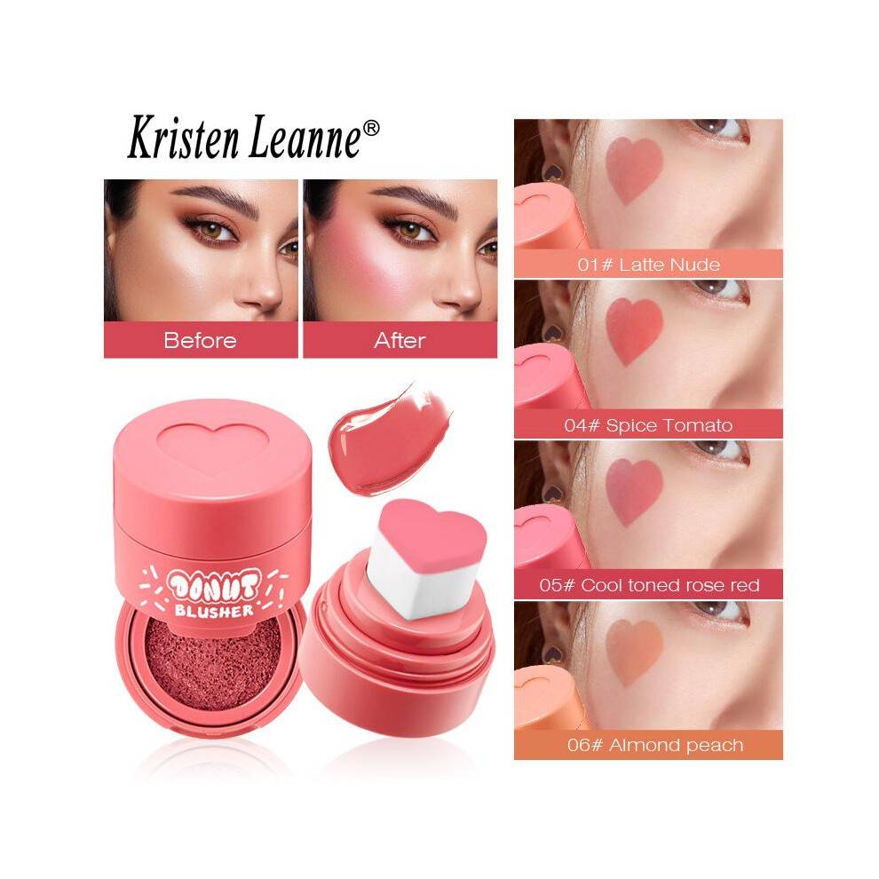 (04) Kristen Leanne Heart-Shaped Cushion Stamp Liquid Blush, Natural Nude Velvet Matte Finish, Long-Lasting Color, Portable for Touch-Ups