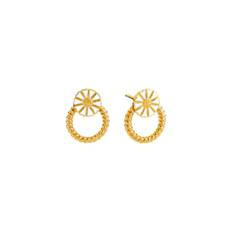 Marguerit Ørestik 7,5Mm Med Løs Snoet Ring 12Mm 24Kt Forgyldt Hvid Emalje - Forgyldt|emajle Øreringe -  - 9095042-4-M