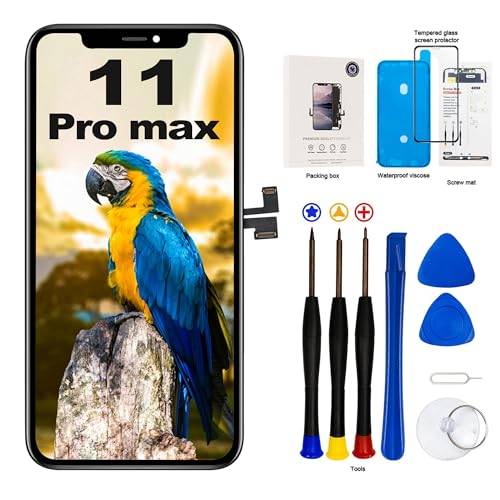 EFAITHLIFE för iPhone 11 Pro Max LCD-skärm ersättning 6,5 tum (modell A2161, A2220, A2218) Display digitizer montering pekskärm, med ram monteringsverktyg