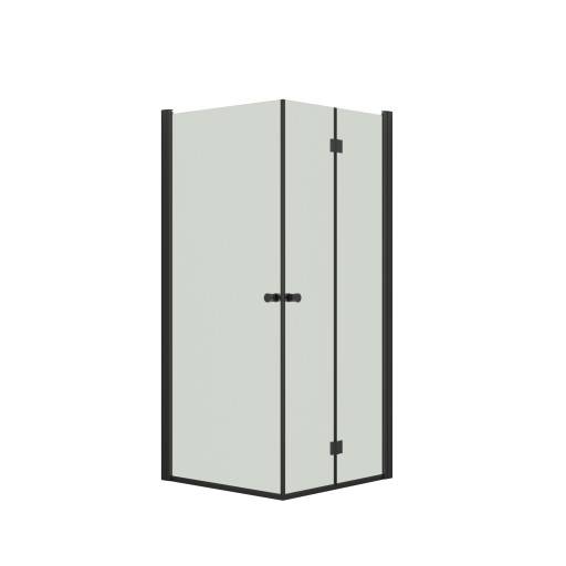 Dansani Match brusehjørne, model A+B, 67x67 cm, klart glas, sort profil