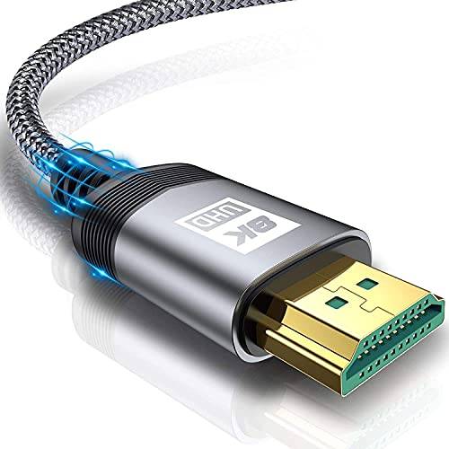 8K HDMI 2.1 Kabel 6M, Ultra HD 48Gbps Highspeed 10K 8K@60Hz, 4K@240HZ 165HZ 144HZ 120Hz, HDCP 2.3, UHD eARC HDR 10+, Vision VRR, kompatibel med PS5/4/3, 9K-spel, TV, Blu-ray-spelare, projektor