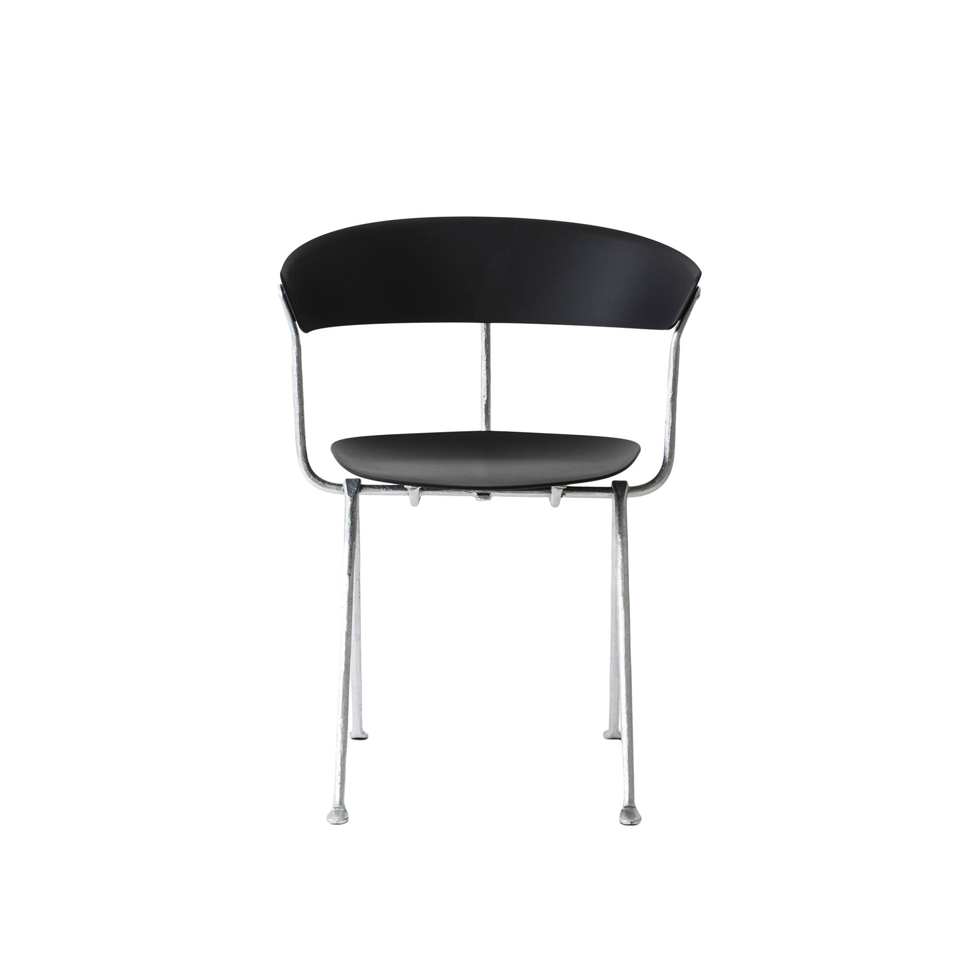 Magis - Officina Chair Galvanized frame/Black PP seat - Spisebordsstole - Ronan & Erwan Bouroullec - Sort - Metal/Syntetisk materiale