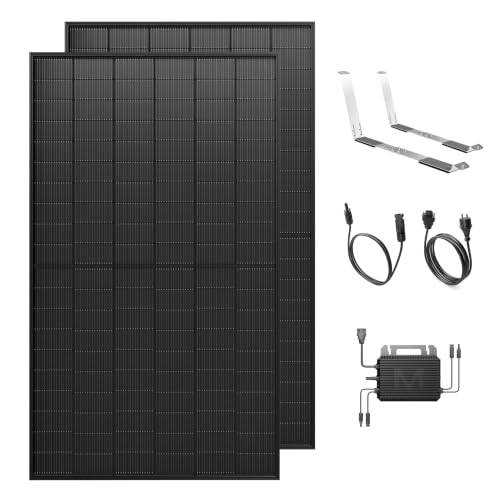 Solakon® 1000W Balkonkraftwerk mit Halterung (Flachdach) - Balkonkraftwerk 800W komplett Steckdose - 800 Watt Wechselrichter - Solaranlage Komplettset - 500W bifaziale Solarmodule inkl. Zubehör
