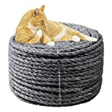 6 mm sisalrep för reparation och för att ersätta kattens klöspelare, klösträd, klöskudde/-matta, leksak, att vira runt rör/trappa/däck, som förpackning, heminredning 6 mm x 30 m, grå