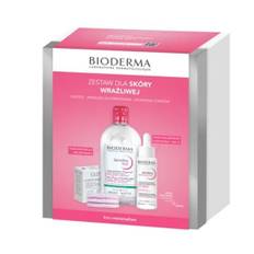 Bioderma Sensibio Set Xmass 2024 H2O 500 ml + Defensive Serum 30 ml + Glov Fluffy Pads, Reusable, 3 Pieces