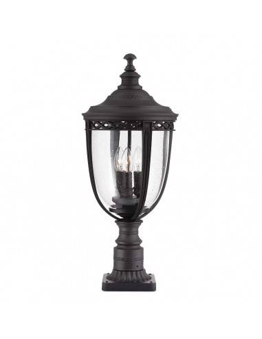 ENGLISH BRIDLE Udendørs sokkellampe i aluminium og glas H63,8 cm 3 x E14 - Sort/Klar med dråbeeffekt