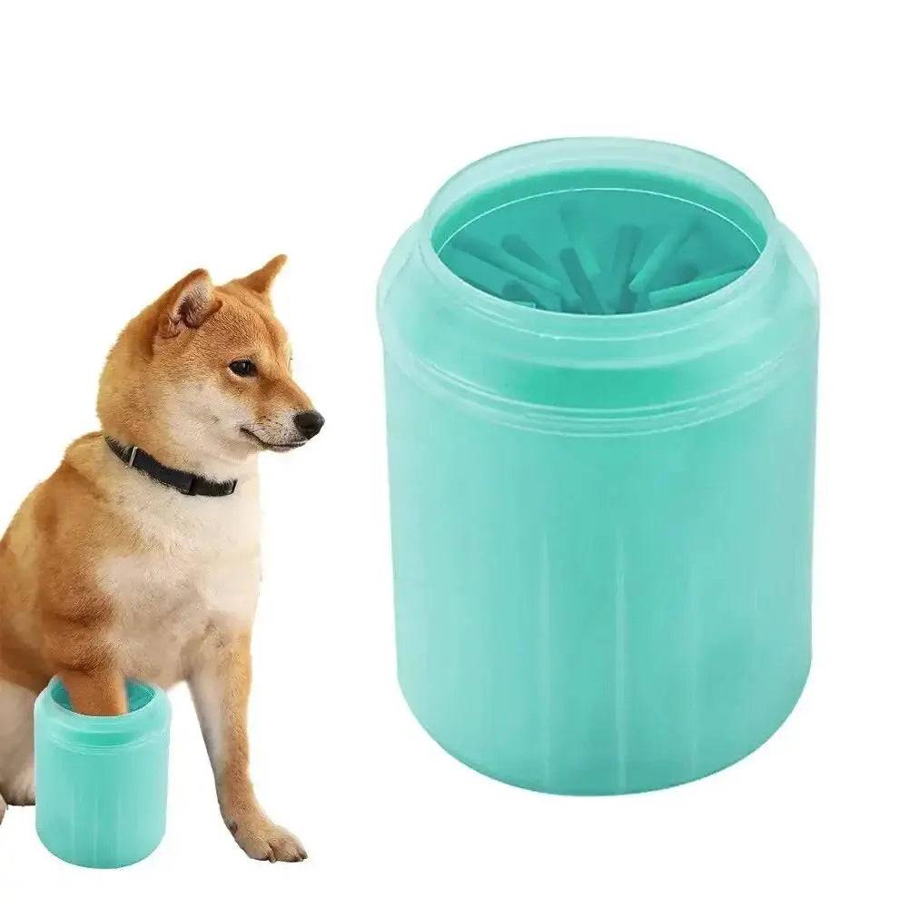 Silicone Dog Paw Cleaner Cup with Soft Bristles - green-S