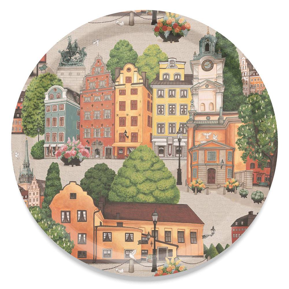 Stortorget Orange/Multi Rund bricka Arvidssons Textil