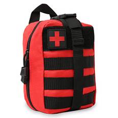 BITUOR Första hjälpen-väskor, Utility First Aid Kit, Utomhus Molle EDC påse, medicinsk nödsituation, nödöverlevnad kit ryggsäck taktisk medicinsk väska, ifak akut, Färg: röd, Första hjälpen-väska