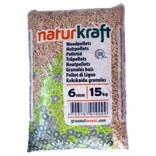 Naturkraft Træpiller 8mm, 900 kg (60x15 kg sække).