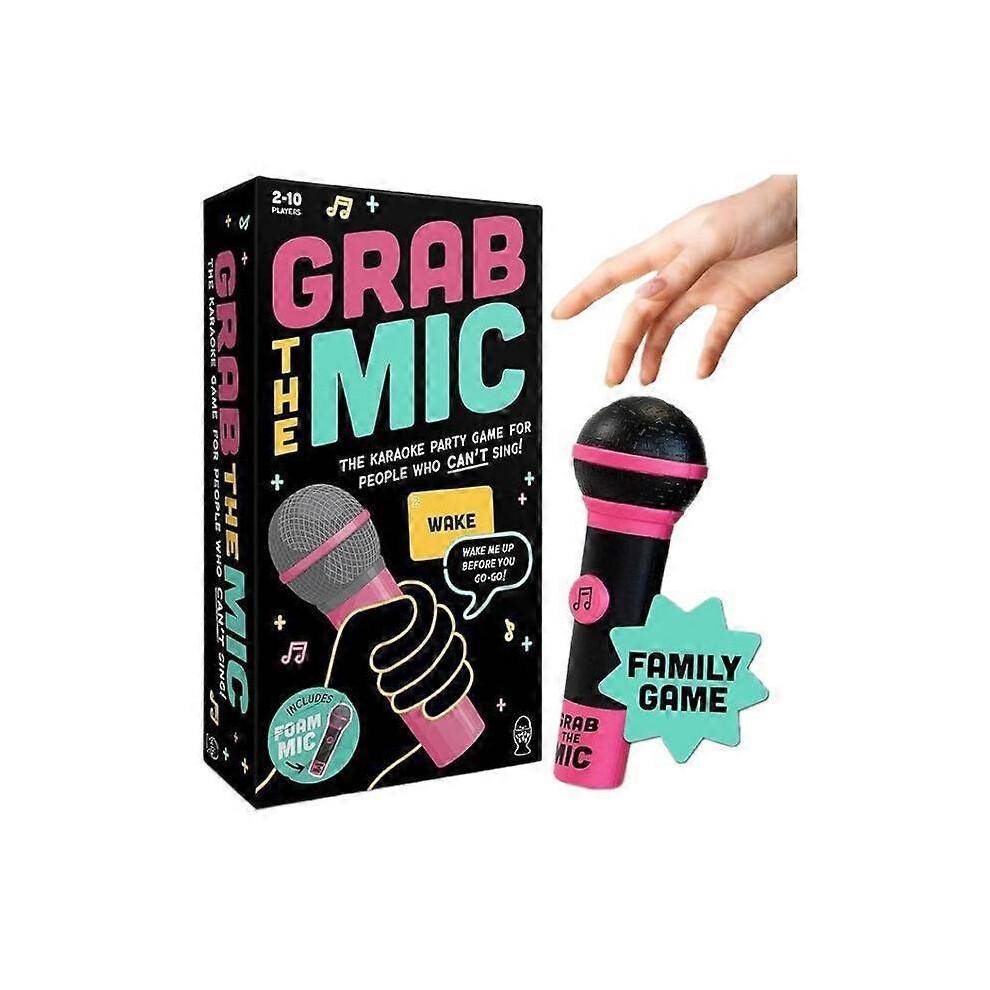(Svart) Grab The Mic Karaokespel, Roligt Brädspel för Barn & Vuxna, Perfekt för Fester & Födelsedagar svart