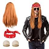 AOMIG Rocker Star Fancy Dress Accessories, Retro 70-80-Talskostymtillbehör med Bandana, Solglasögon, Halsband, Hippie 70-tal 80-talsdressingtillbehör för Män Kvinnor 1980-talsdisco, Fest