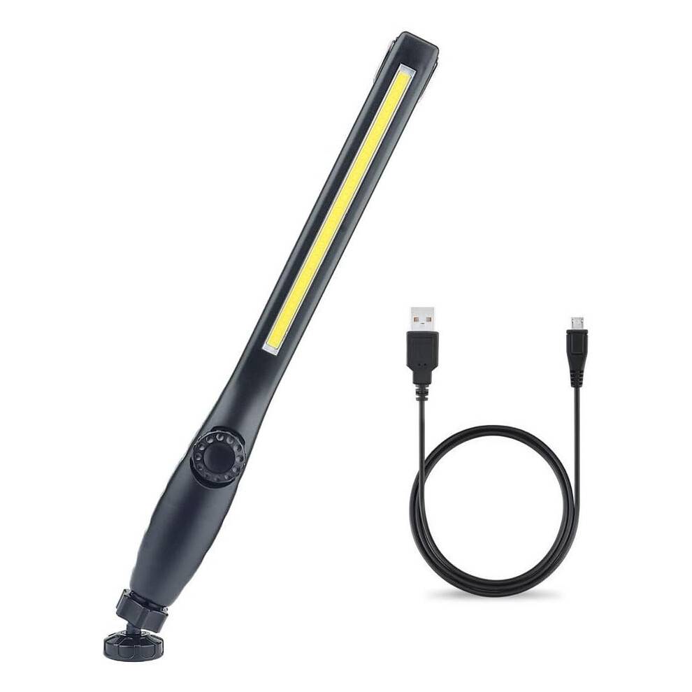 USB-opladningsarbejdslampe, lysstyrkejusterbar 360 graders drejelig LED-arbejdslampe med stærk magnet, krog til håndfri brug, vandafvisende, bred