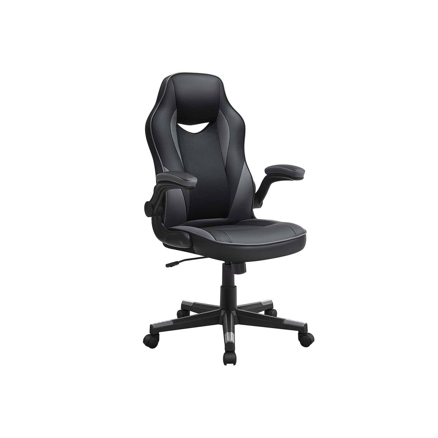 SONGMICS Office Chair, Ergonomic Desk Chair, Computer Chair, Height-Adjustable, 150 kg, PU Leather, Home Office, Black / Grey OBG064B03