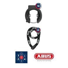 ABUS One-Key Låsesæt: Ringlås 6950, Kædelås 1060/170 - Forsikringsgodkendt Cykellås med Universel Montering